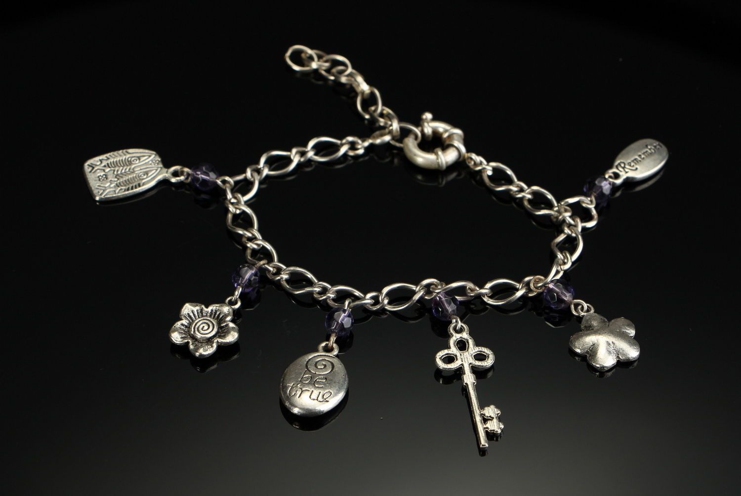Metal bracelet for the hand with crystal photo 3