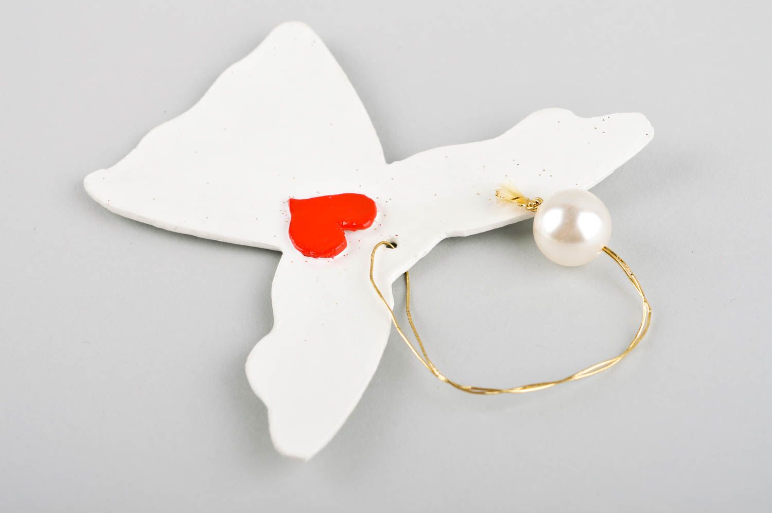 Игрушка на елку хэнд мэйд декор для дома игрушка из полимерной глины Ангел фото 3