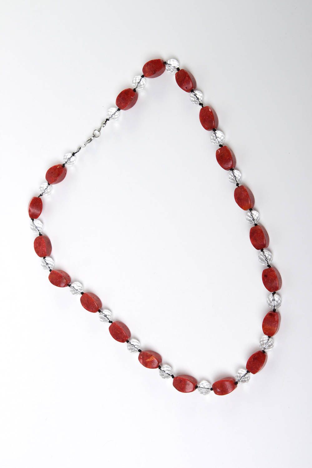Handmade Perlen Schmuck Halskette Damen Geschenk für Frauen aus Korallen rot foto 2