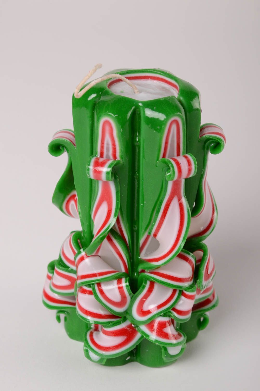 Vela hecha a mano de parafina regalo original decoración de casa color verde foto 1