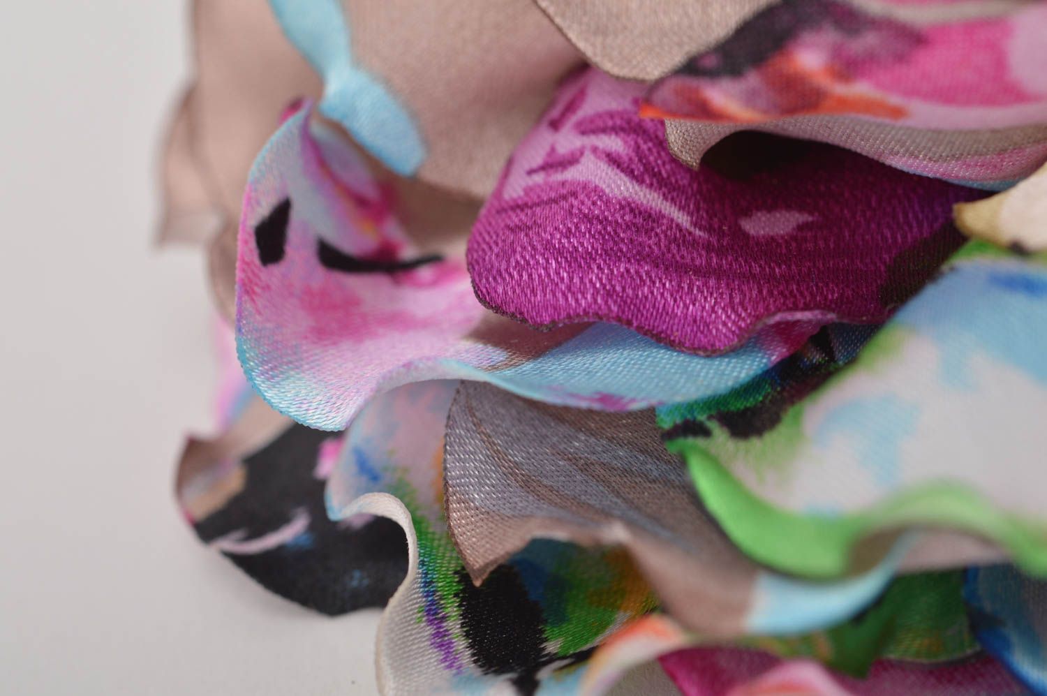 Broche Barrette fleur multicolore faite main grande en satin Cadeau femme photo 2