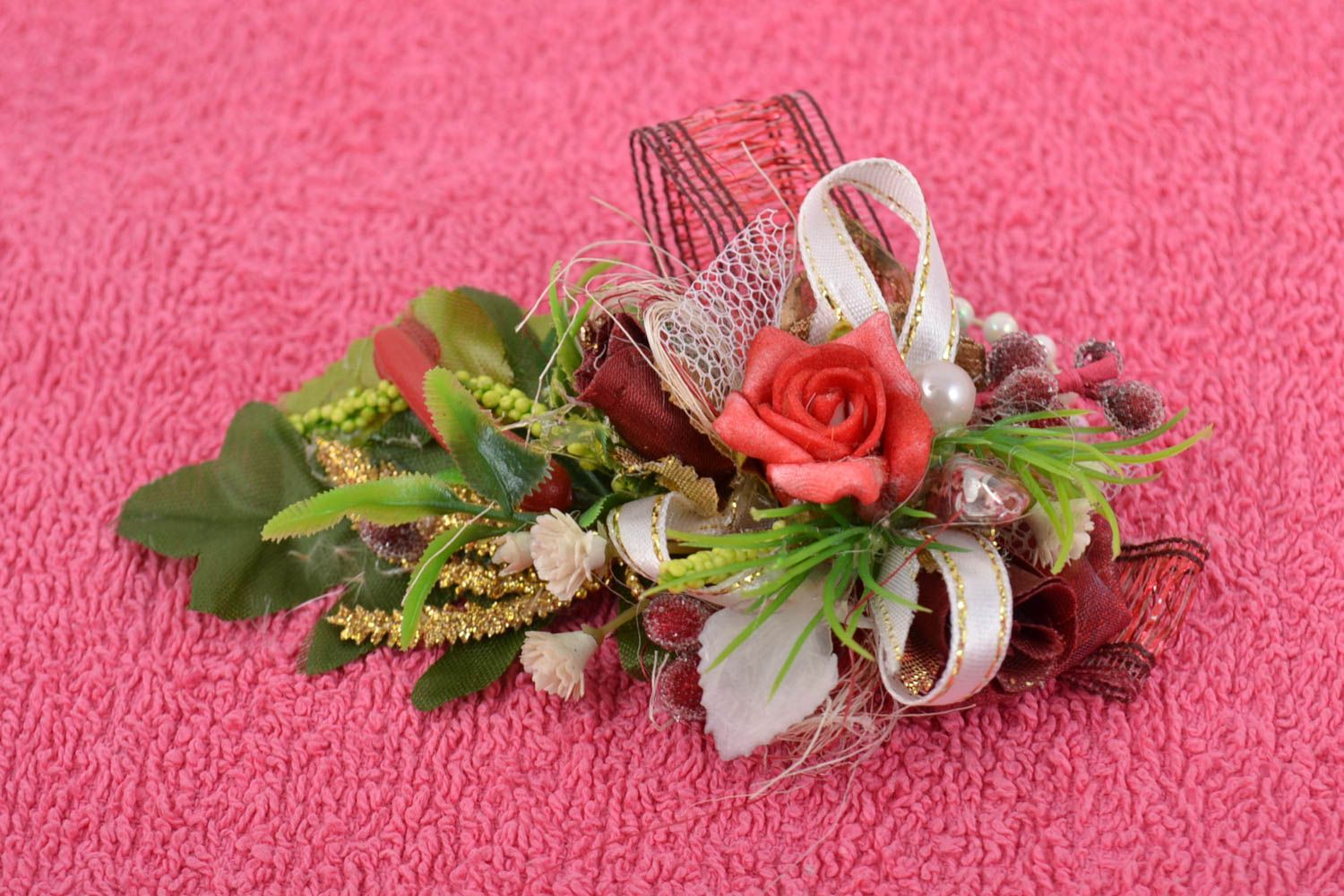 Blank for jewelry with flowers handmade unusual beautiful big photo 1