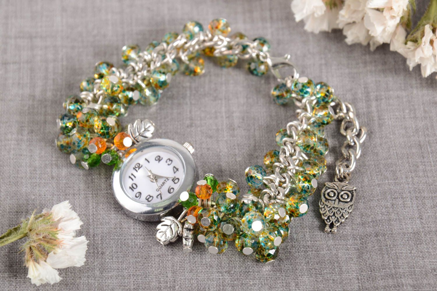 Модный браслет хэнд мейд необычные часы очень стильные браслет из бусин фото 1