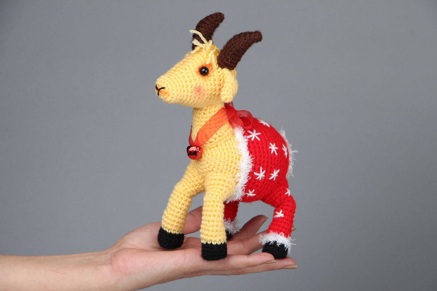 Crocheted handmade toy Christmas Goat photo 4
