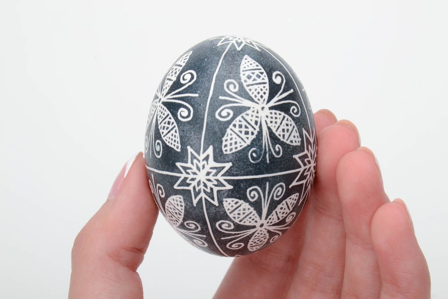 Handmade pysanka painted chicken Easter egg protective charm for home  photo 5