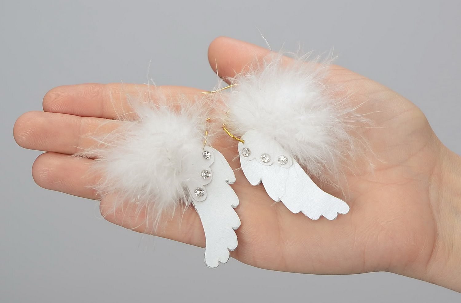 Leather earrings Wings of angel photo 5