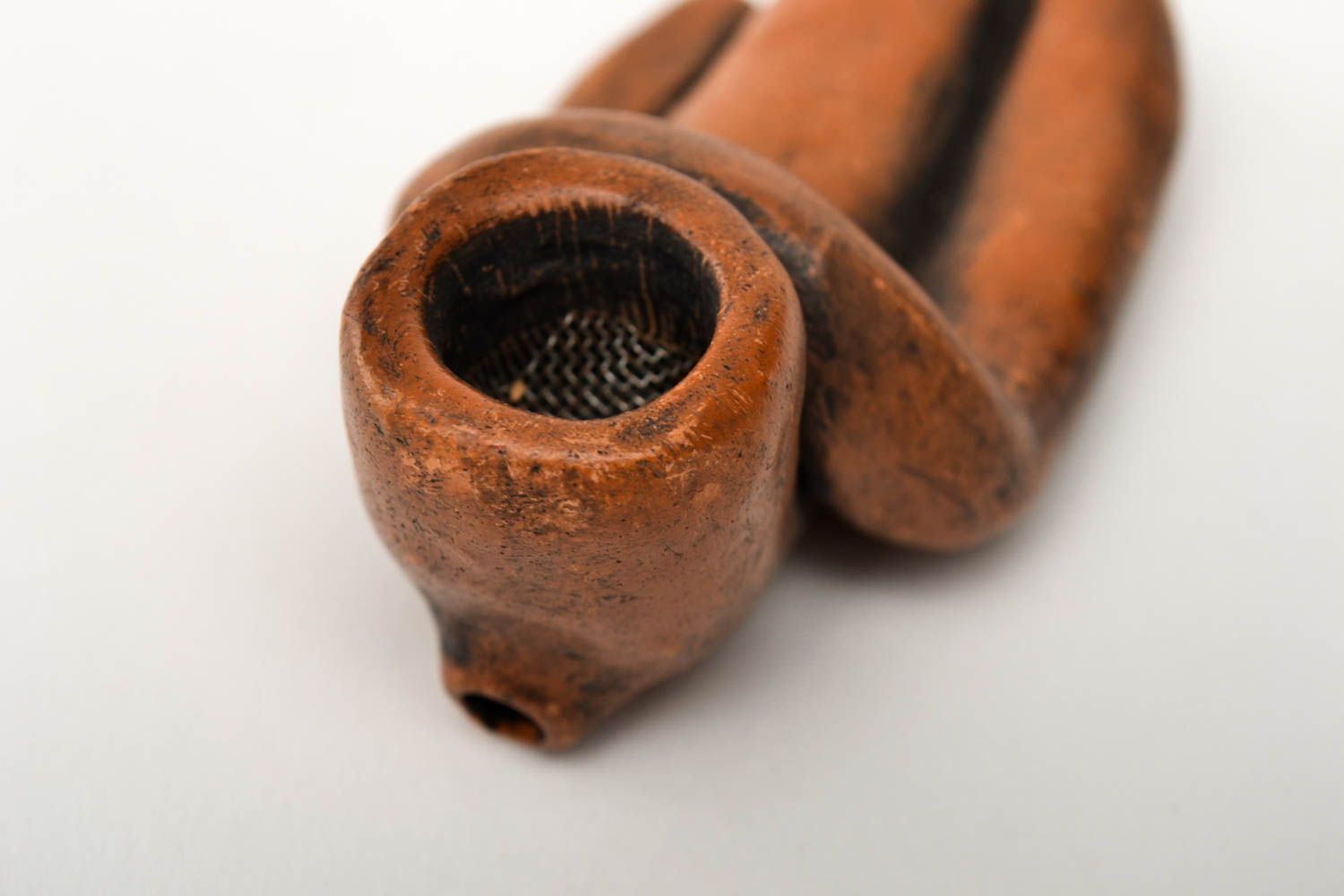 Pipa de barro artesanal de arcilla accesorio para fumador regalo para hombre foto 5