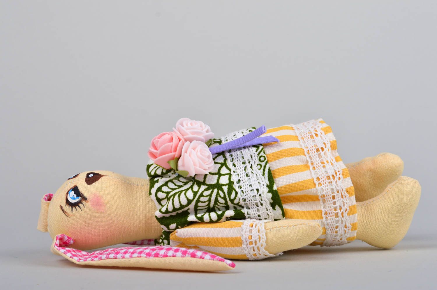Игрушка заяц ручной работы авторская игрушка из ткани стильный подарок фото 3