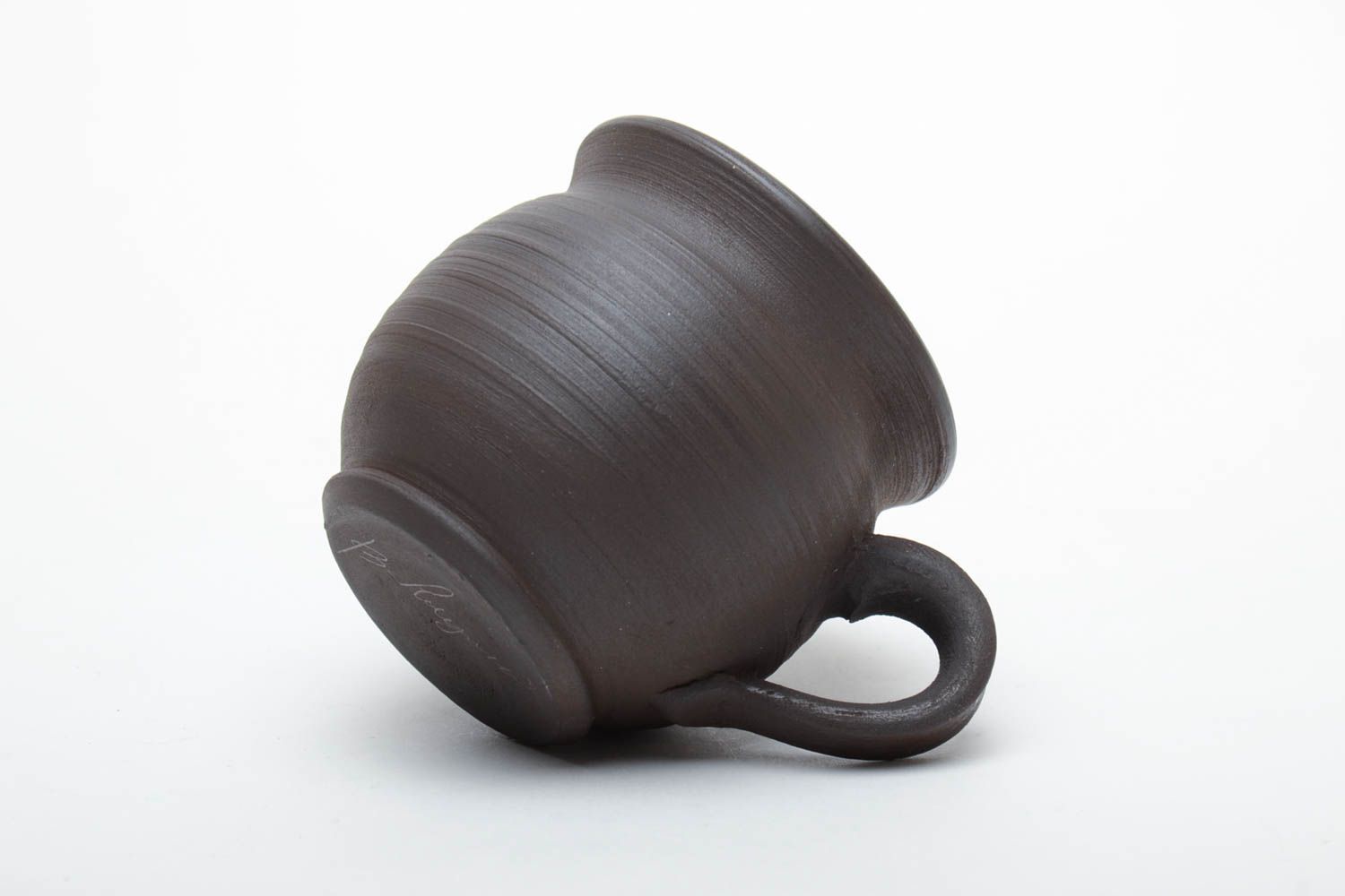 Керамическая кружка темного цвета 150 мл чернодымленная керамика фото 4