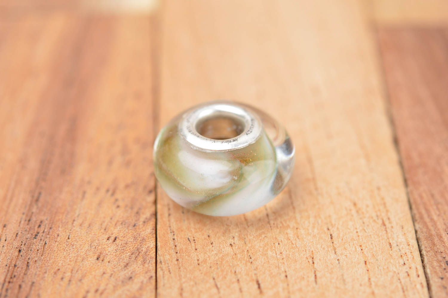 Handgemachte Glasperle Schmuck Zubehör Lampwork Perle durchsichtig mit Muster foto 3