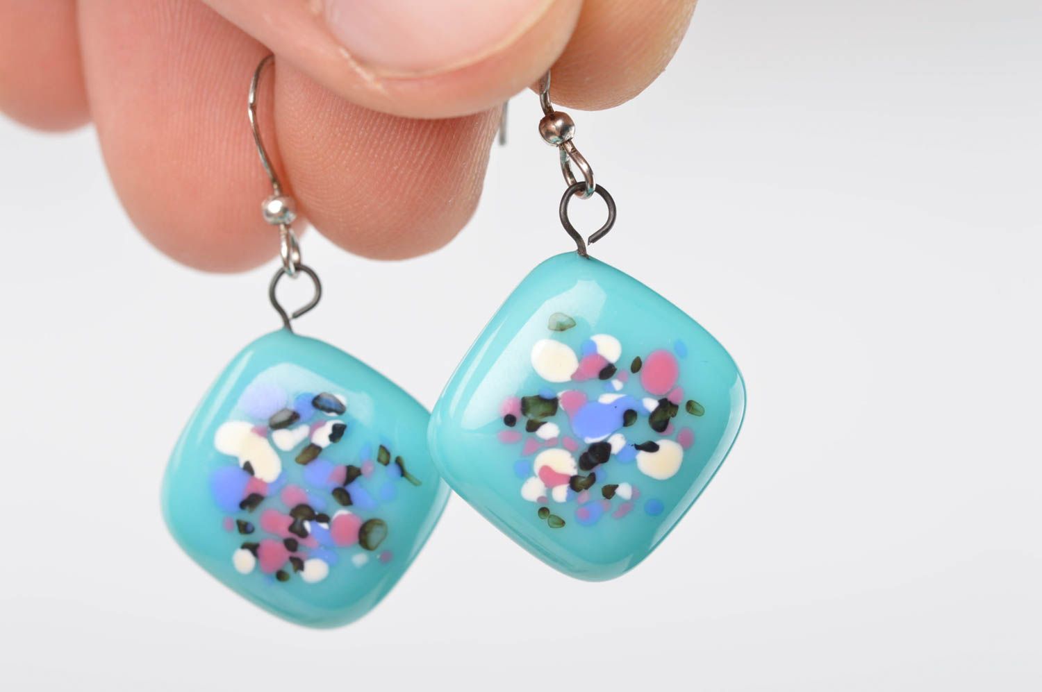 Unusual handmade glass earrings glass art handmade accessories gifts for her photo 5