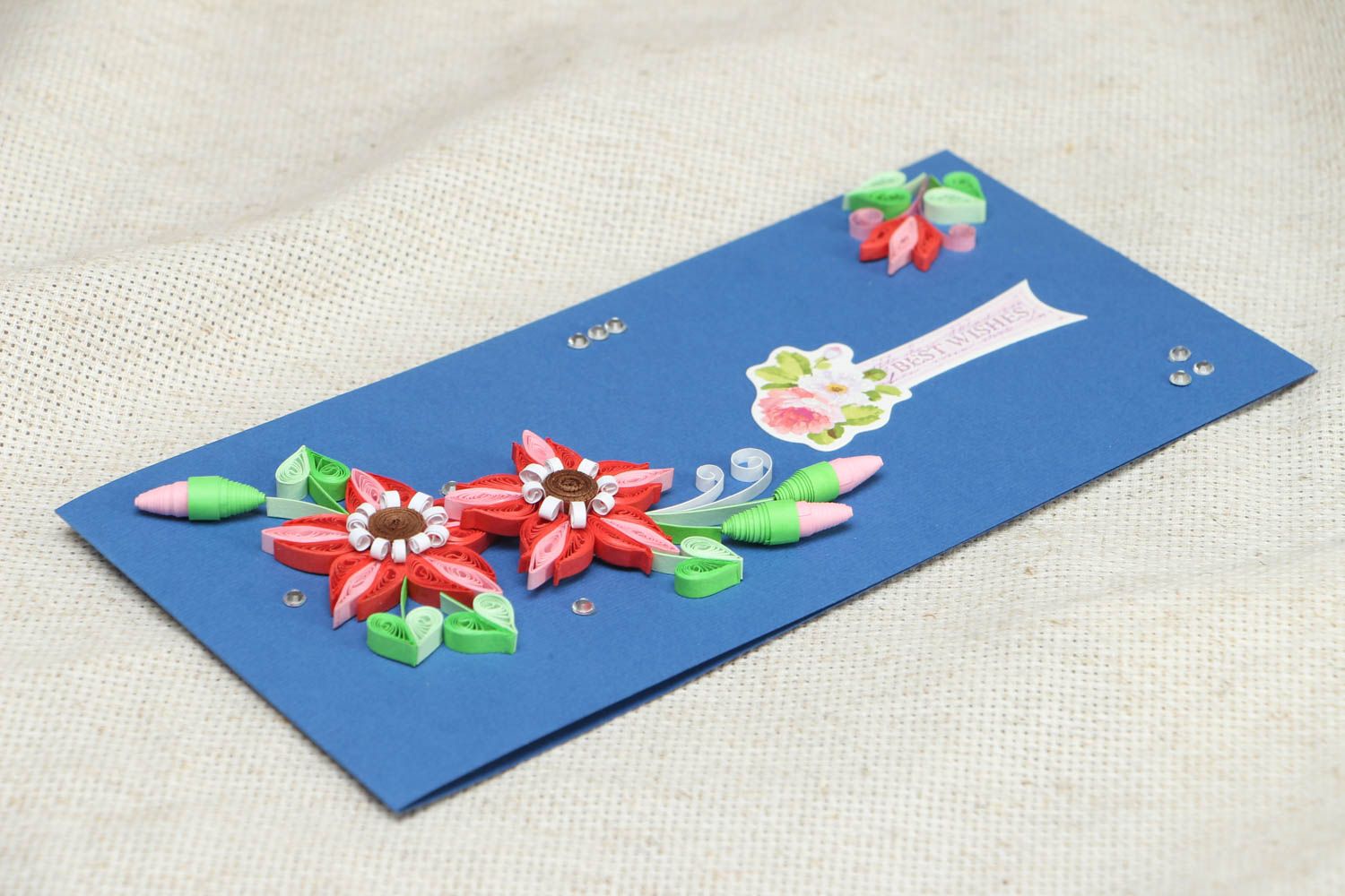 Homemade quilling postcard With Best Regards  photo 3
