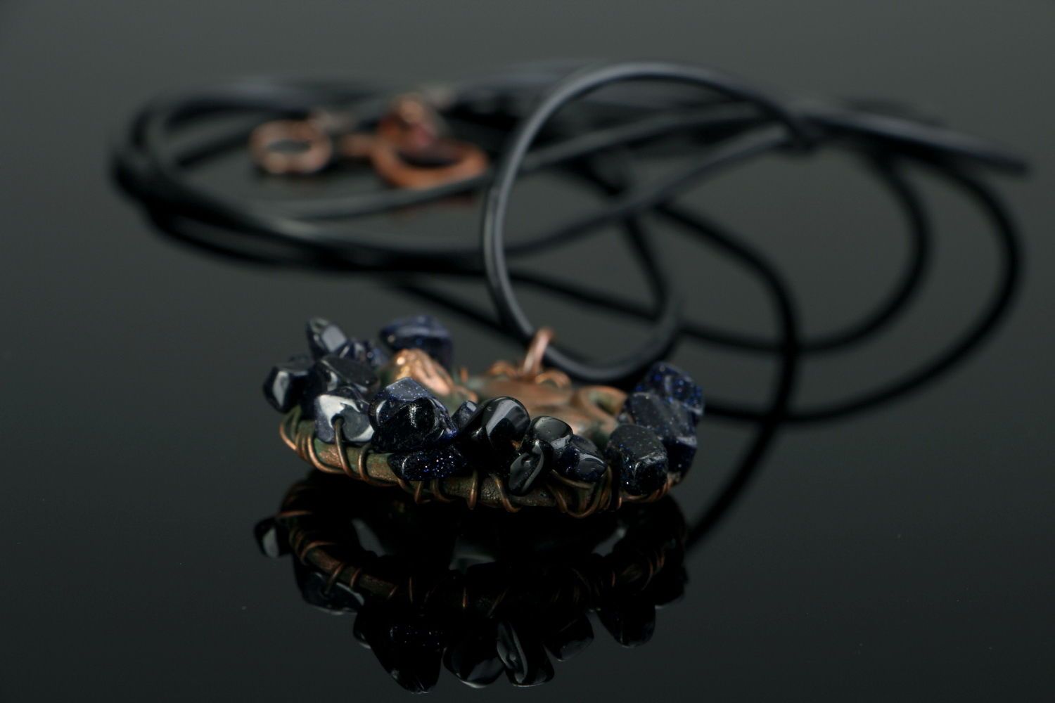 Copper pendant with aventurine Cat photo 3