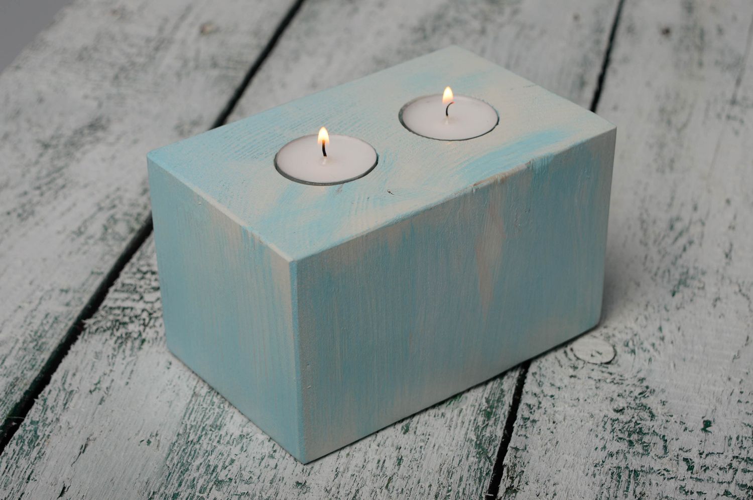 Handmade wooden candlestick for two candles photo 1
