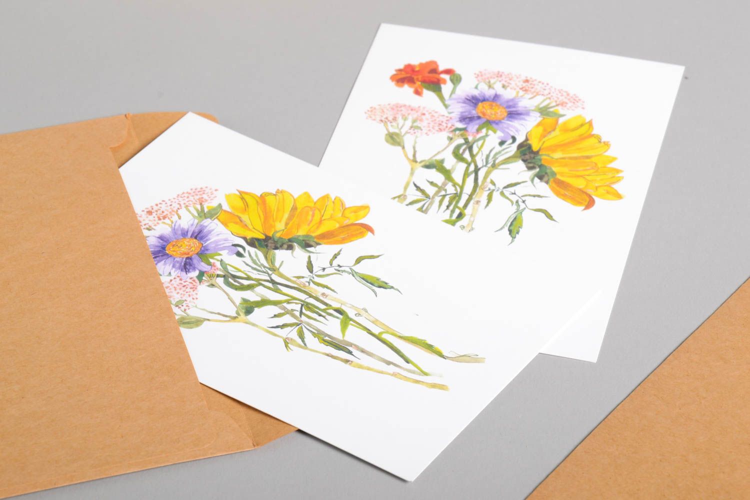 Открытки ручной работы красивые открытки две поздравительные открытки Цветы фото 4