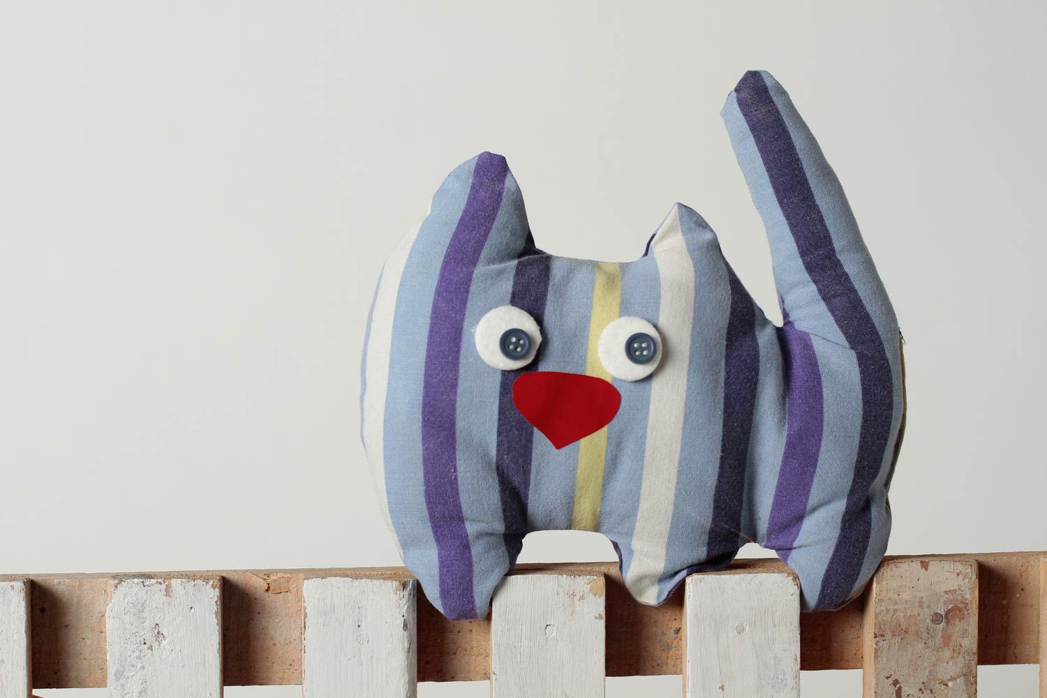 Игрушка кот ручной работы детская игрушка из ткани мягкая игрушка в полоску фото 1