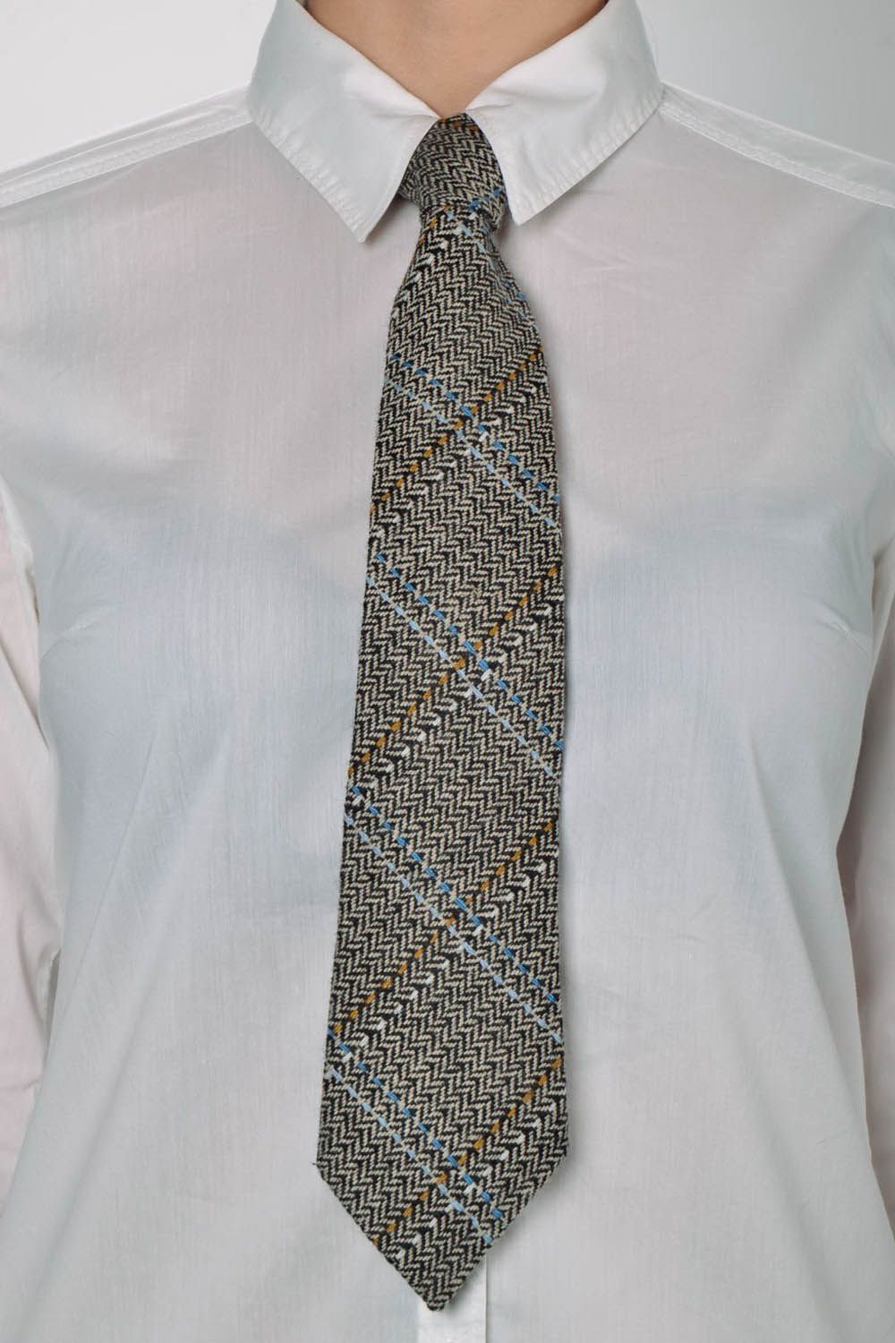 Cravate gris-marron faite main originale photo 5