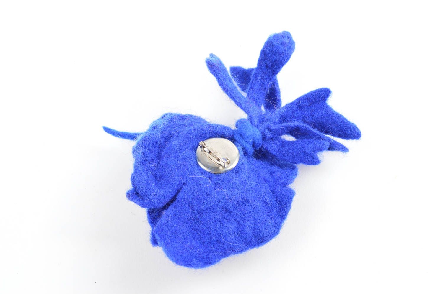 Broche de moda de lana natural azul bisutería artesanal regalo original foto 4