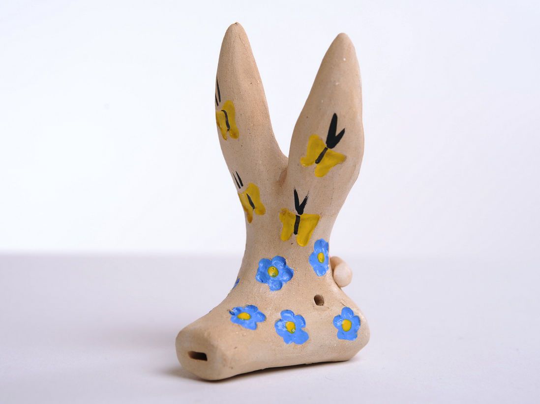 Clay penny whistle Small hare photo 5