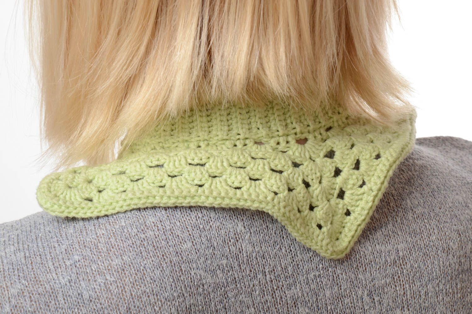 Col tricoté fait main Col amovible Accessoires tricot vert clair cadeau femme photo 2