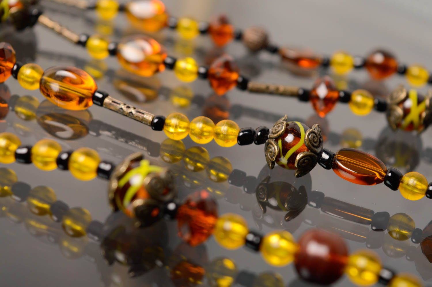 Necklace with designer lampwork and Czech beads Honey photo 4