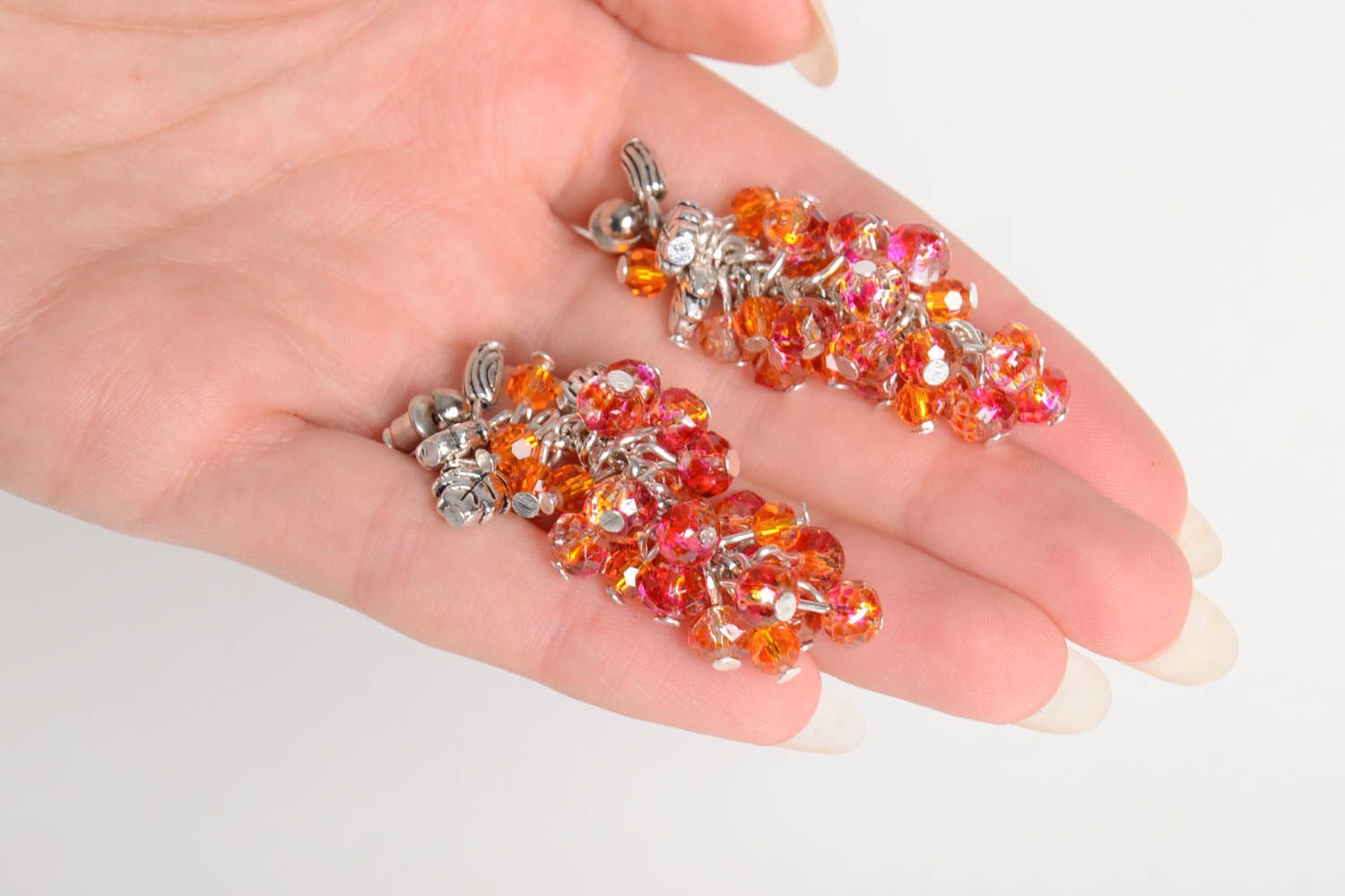 Bright handmade beaded earrings crystal earrings design costume jewelry photo 4