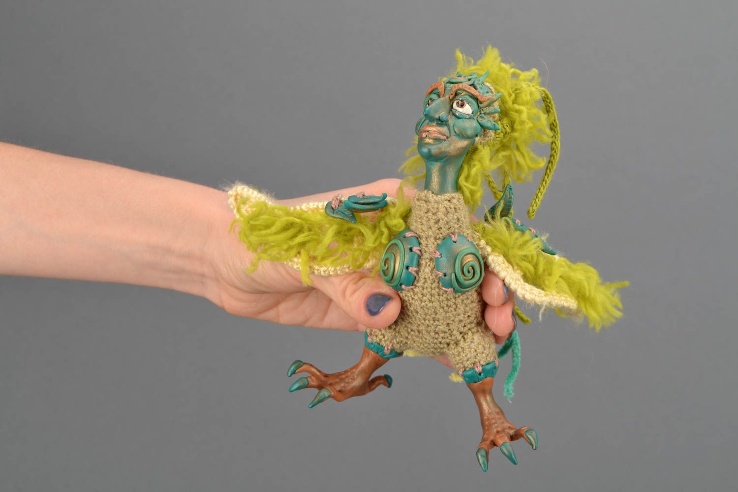 Figurine artisanale faite main Oiseau Sirine photo 2