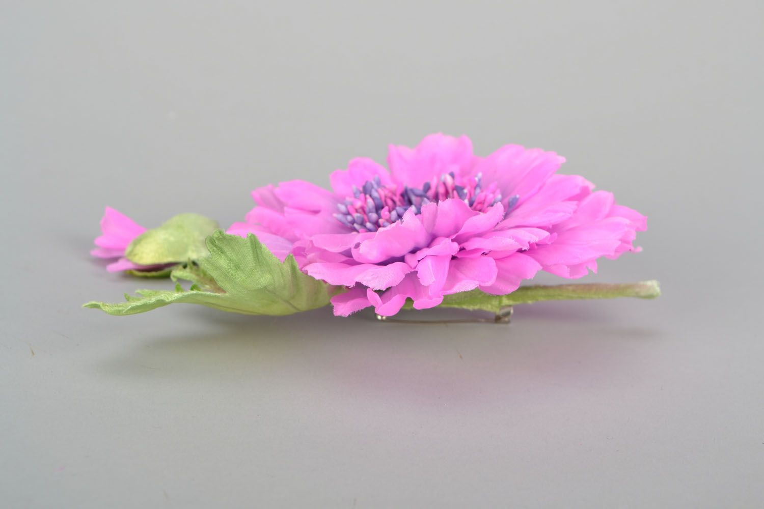 Broche en soie japonaise faite grande fleur rose bijou pour femme photo 4