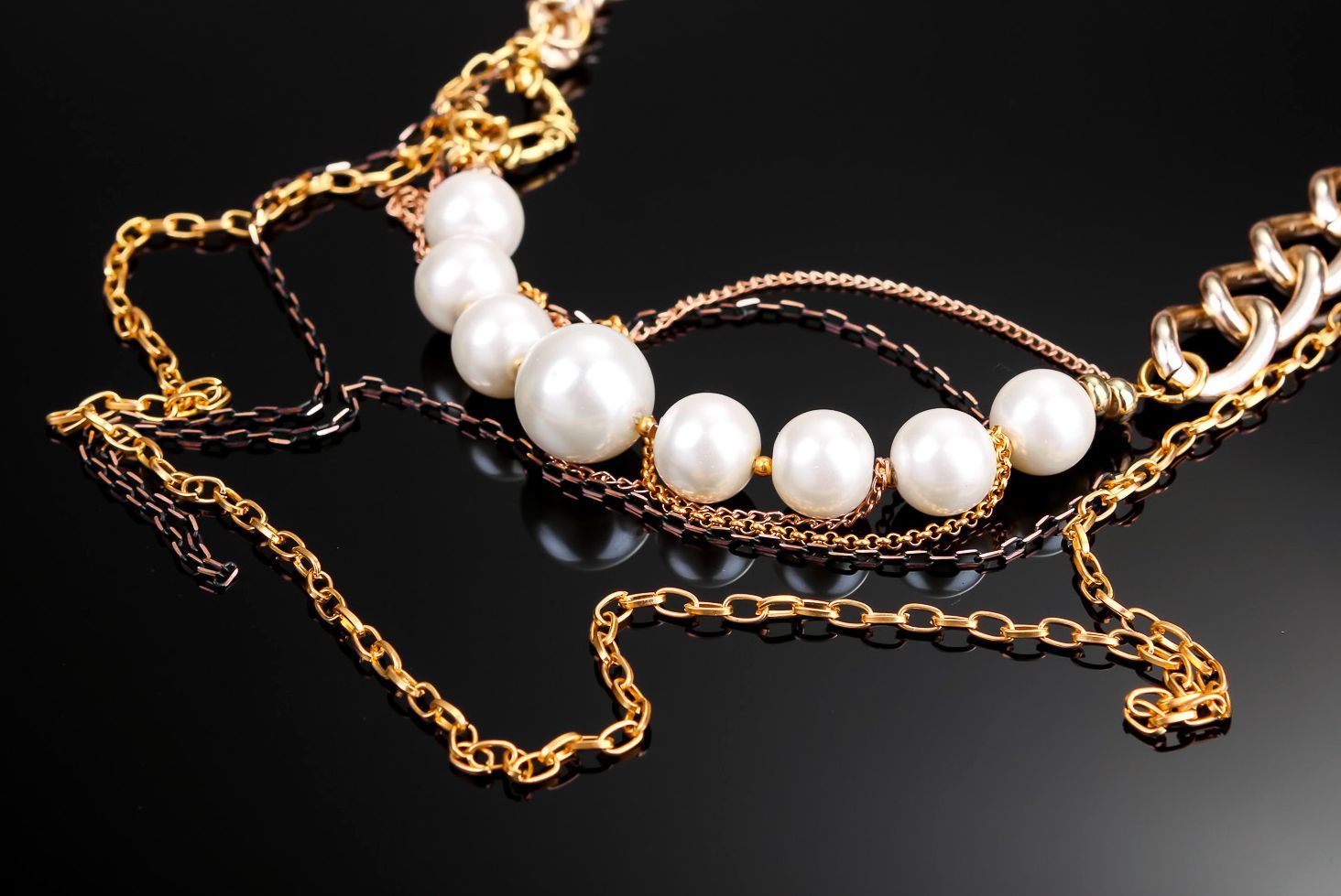 Necklace with ceramic pearls, handmade photo 1