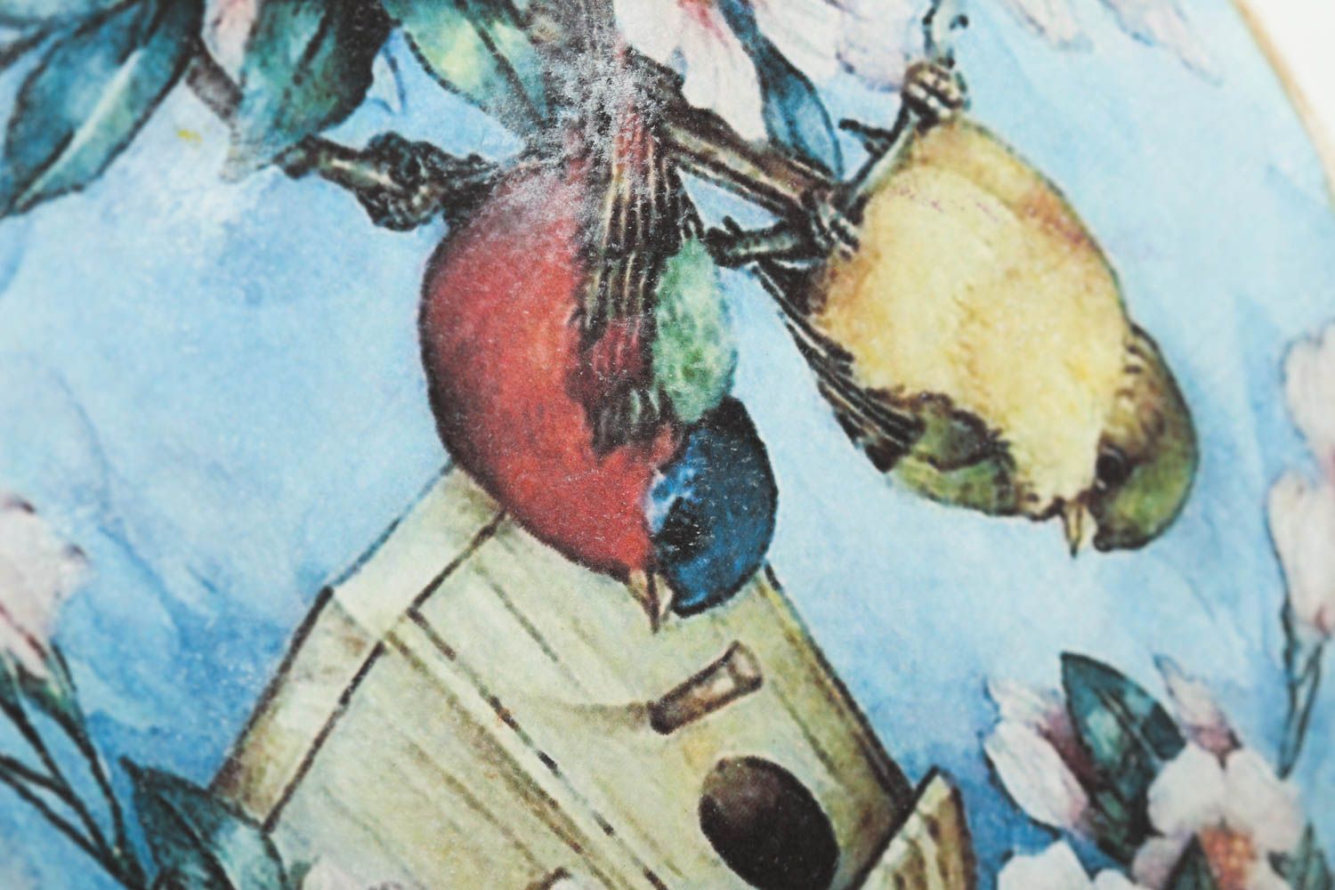 Handmade Wandbild Holz Wand Poster Wohn Accessoire süße Vögel im Frühling foto 3