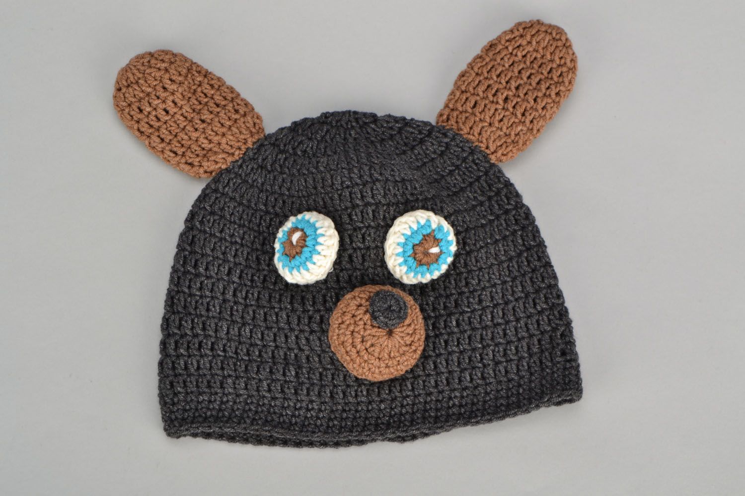 Cappello con orecchie di lana fatto a mano accessorio divertente da bambini
 foto 2