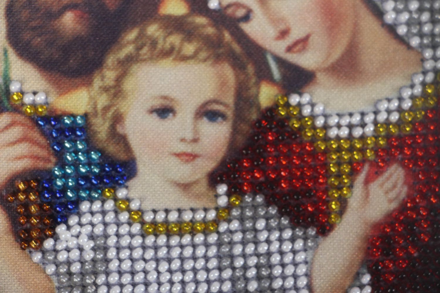 Belle icône brodée de perles de rocaille faite main originale religieuse photo 3