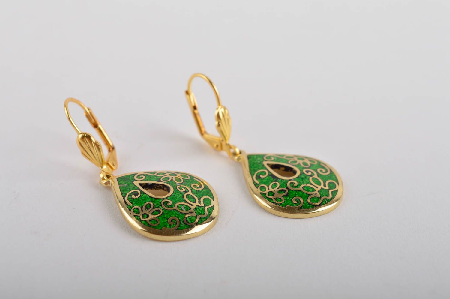 Handmade beautiful green earrings fabulous evening earrings elegant jewelry photo 4
