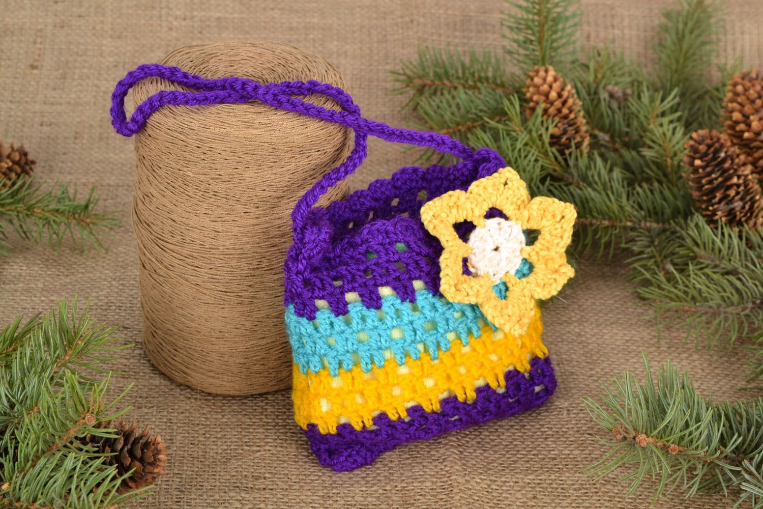 Children's crochet bag Blue photo 1