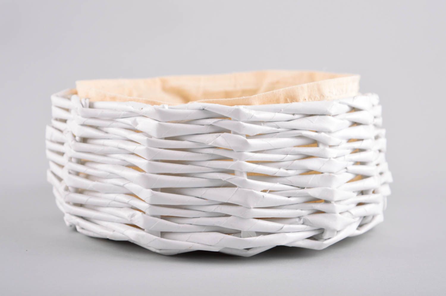 Handmade designer wicker basket unusual present basket white interior element photo 3