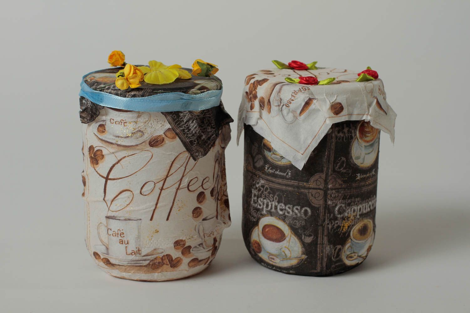 Set of two handmade glass jars for coffee and sugar 1,17 lb photo 2