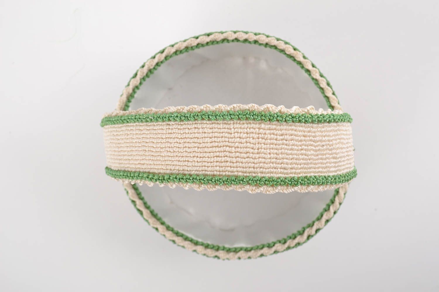 Handmade designer small macrame woven colorful decorative Easter basket photo 4