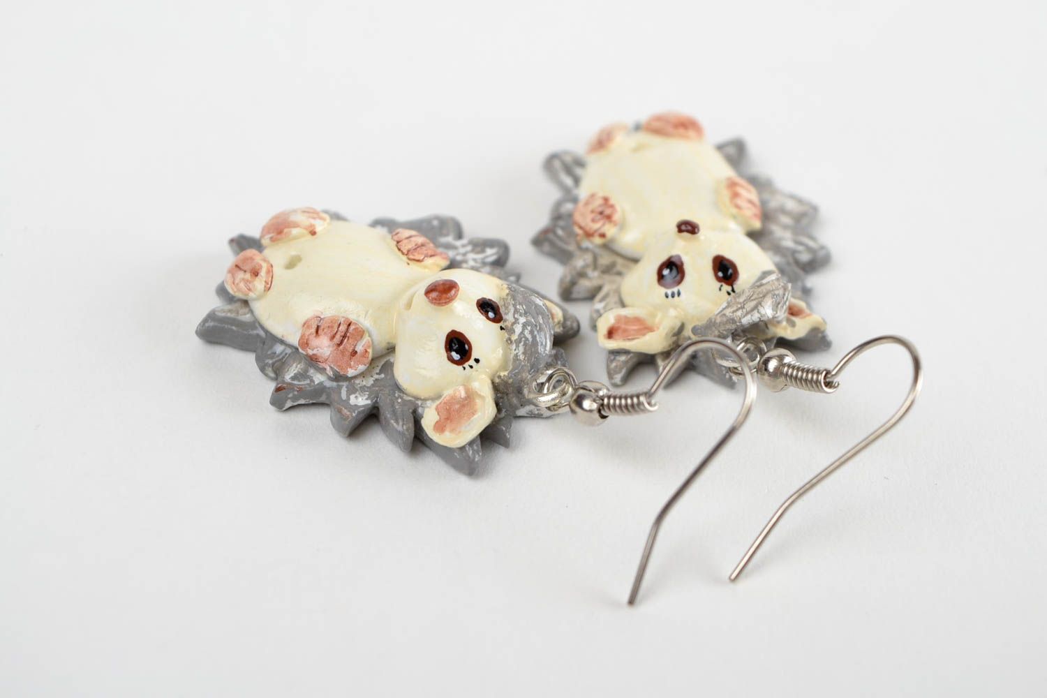 Plastic baby earrings handmade earrings made of polymer clay funny earrings photo 4