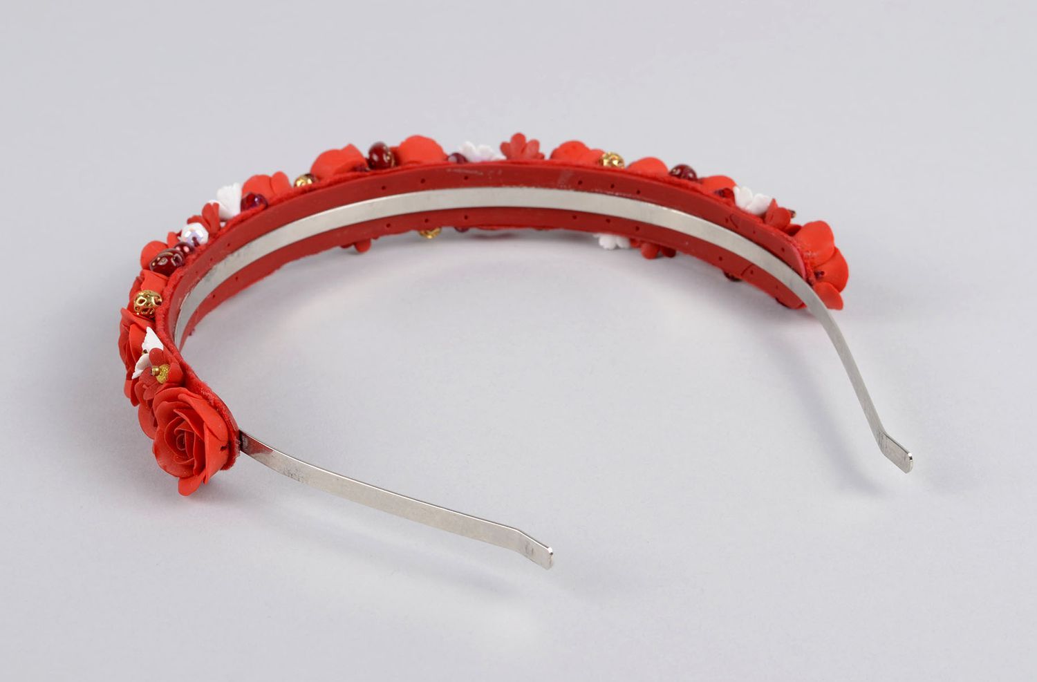 Handmade designer hair accessory beautiful red headband unusual headband photo 3