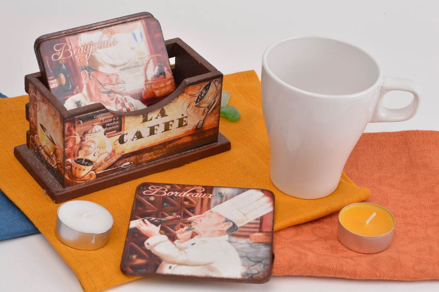 Handmade unusual coasters 4 designer stands for cups set of cute coasters photo 1
