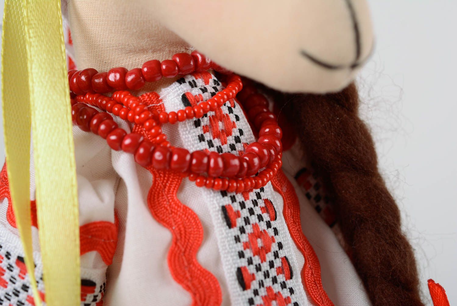 Handmade cotton fabric soft doll cute goat in traditional Ukrainian costume  photo 3