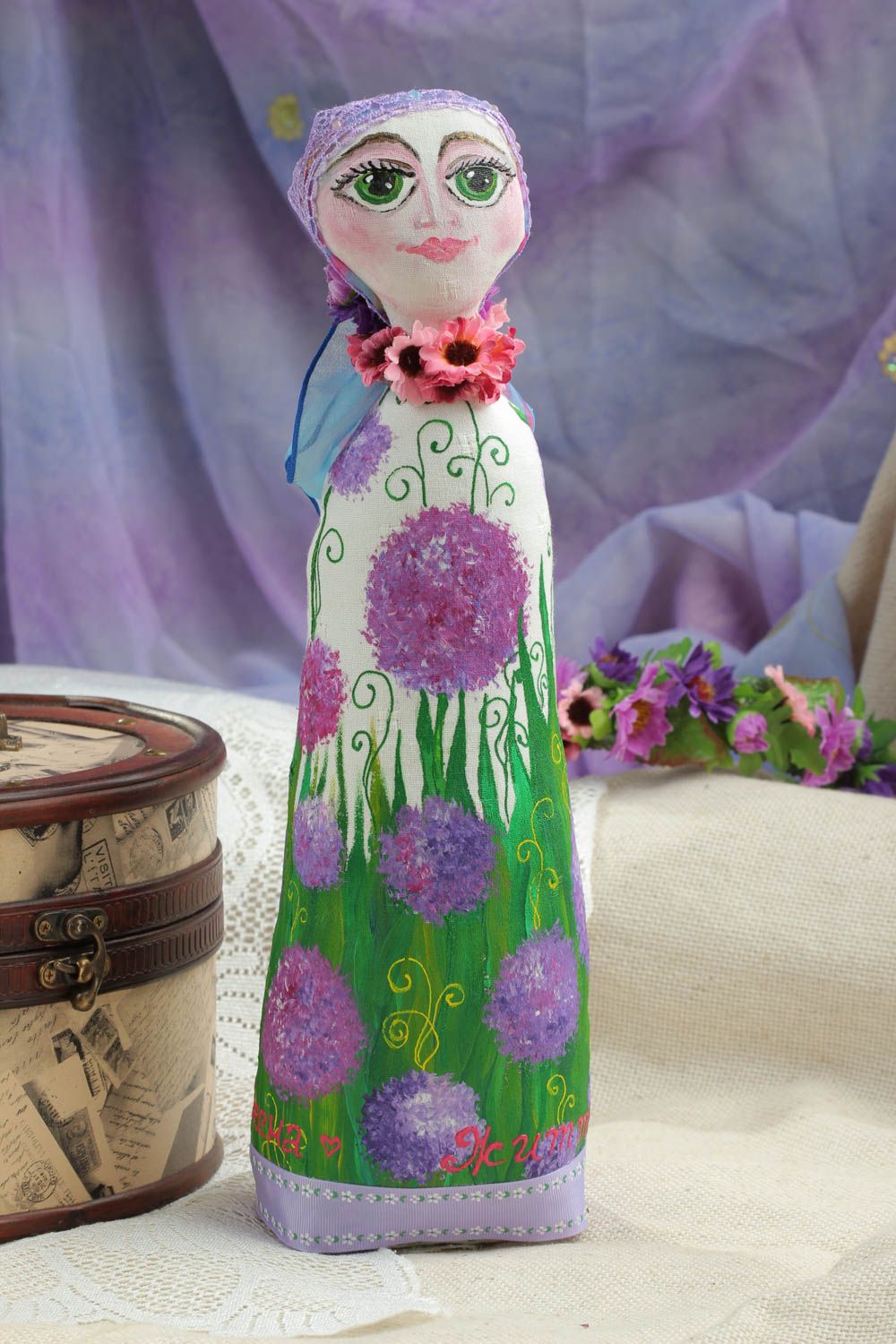 Unusual handmade fabric toy rag doll stuffed toy room ideas decorative use only photo 1