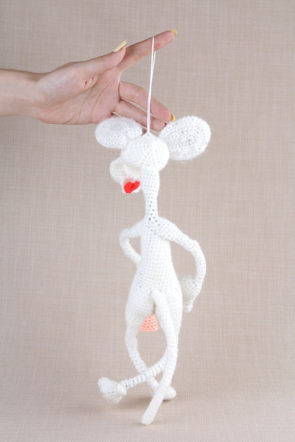 Hand crocheted toy Mouse with a Sausage photo 2