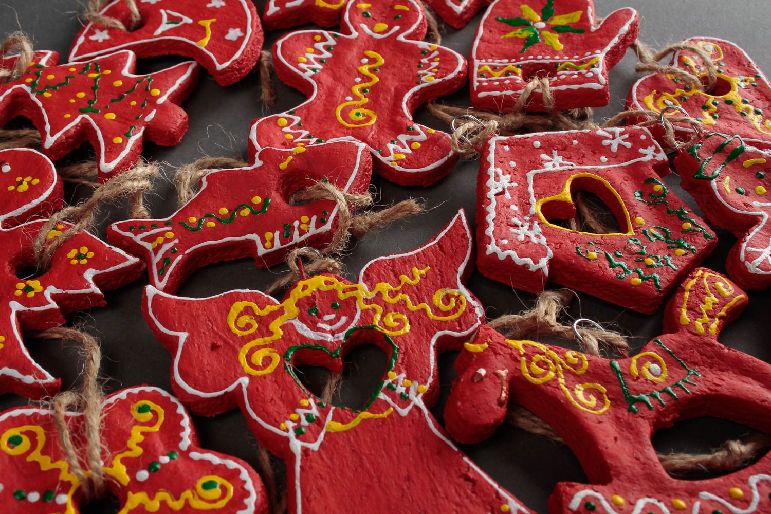 Jouets Noël faits main Suspensions décoratives rouges 14 pièces Idée cadeau photo 5