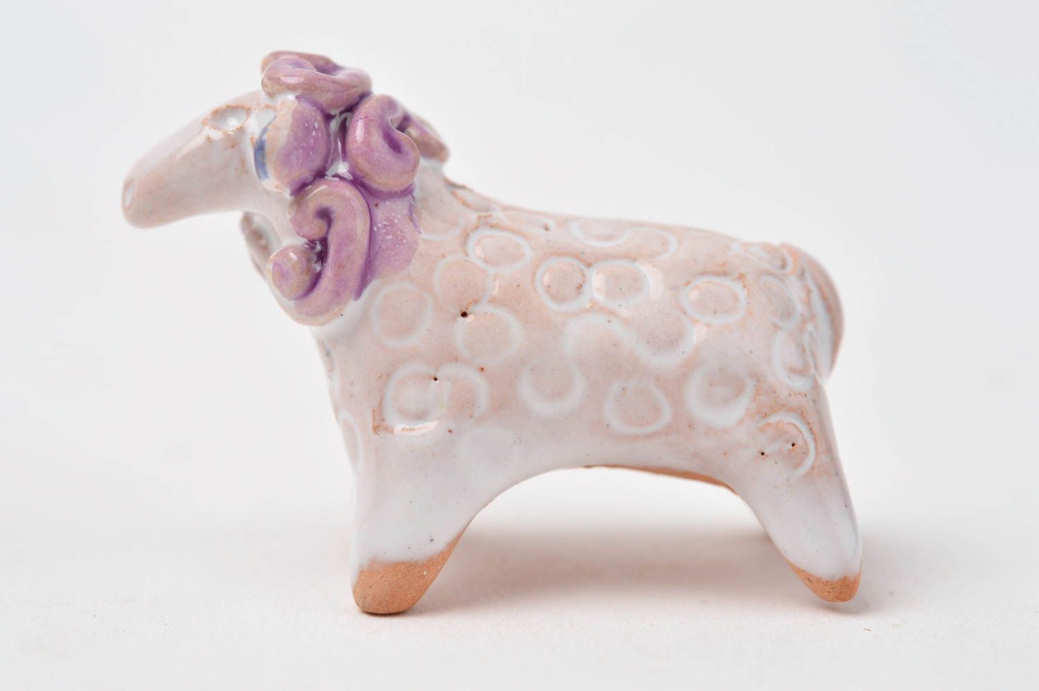 Schaf handgemachte Keramik Deko Figur aus Ton schöne Tier Statue Miniatur Figur foto 7