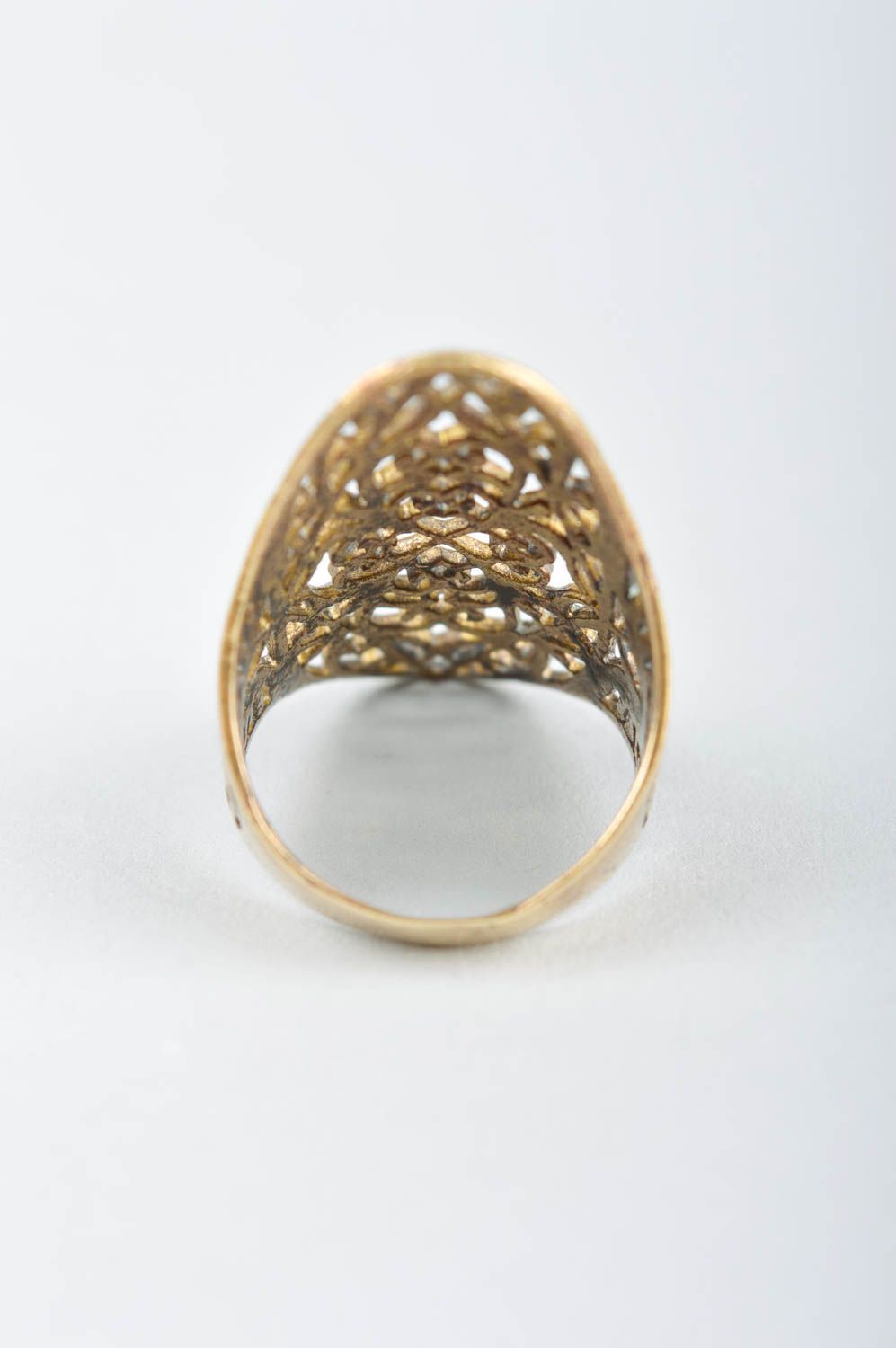 Messing Schmuck handmade ungewöhnlicher Ring am Finger großer Damen Modeschmuck  foto 4