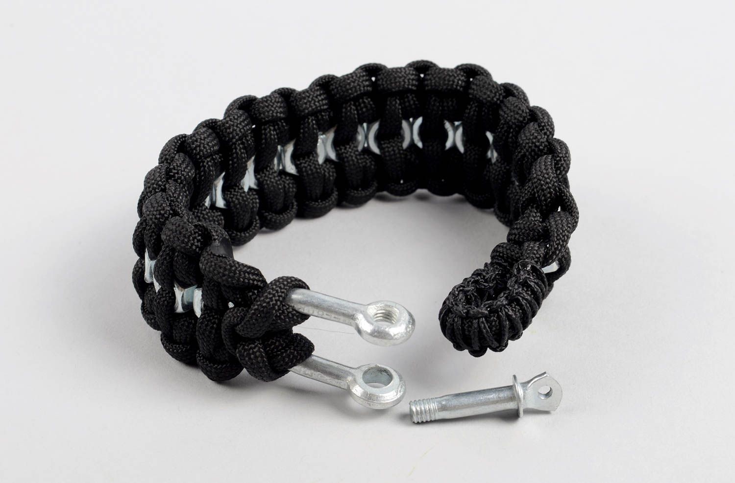 Handmade Paracord Armband Accessoire für Männer Survival Armband schwarz breit foto 3
