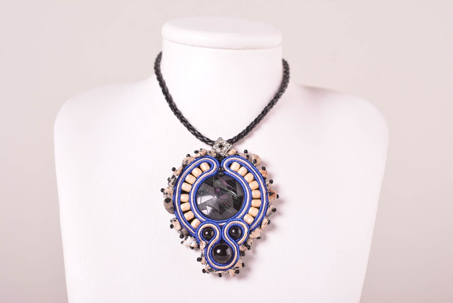 Handmade soutache pendant unusual design pendant soutache jewelry women gifts  photo 2
