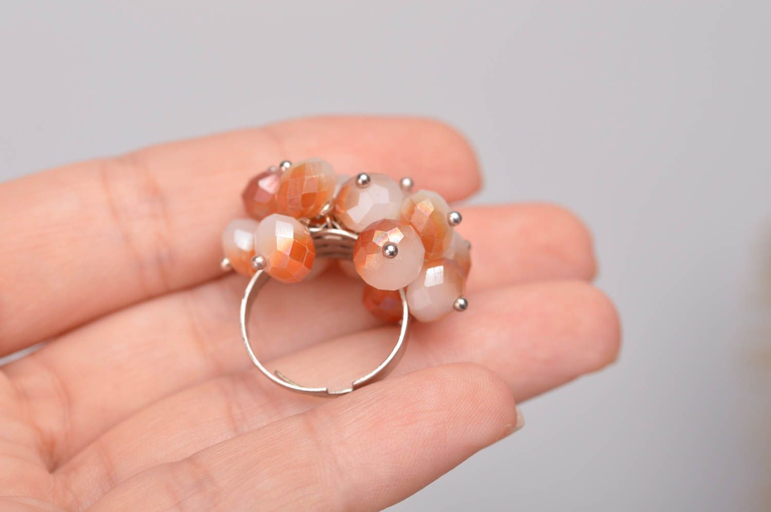 Ring Damen handmade Ring Schmuck Designer Accessoires Geschenk Ideen orange rosa foto 2