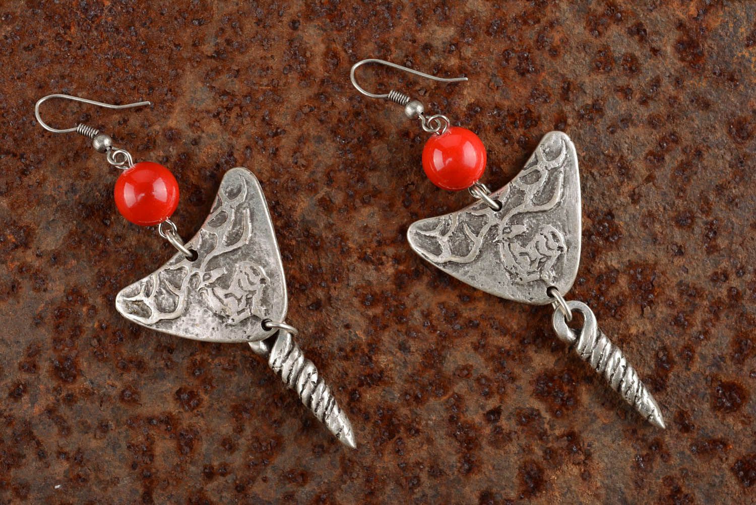 Boucles d'oreilles artisanales en métal Cerf photo 1